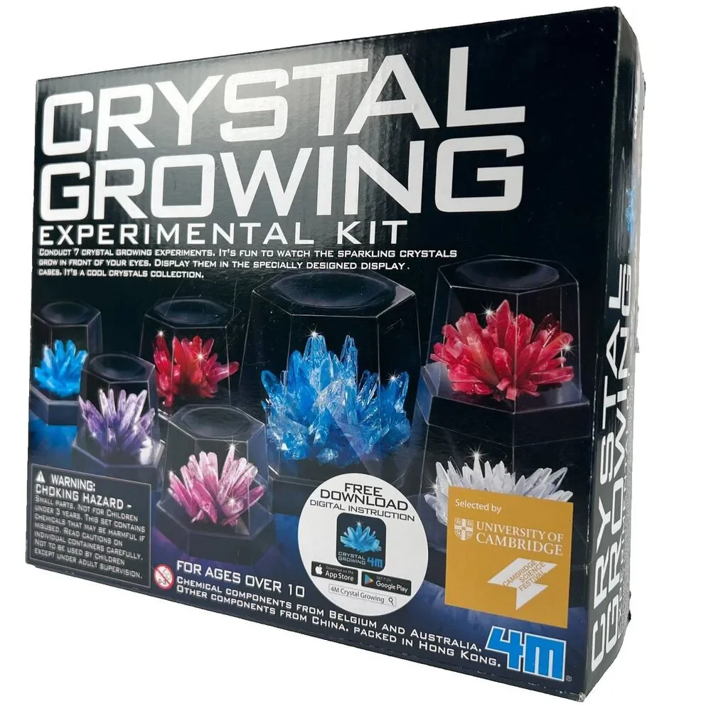 4M 7 Crystal Growing Experimental Kit STEM w/ Display Cases & App NEW OPEN BOX